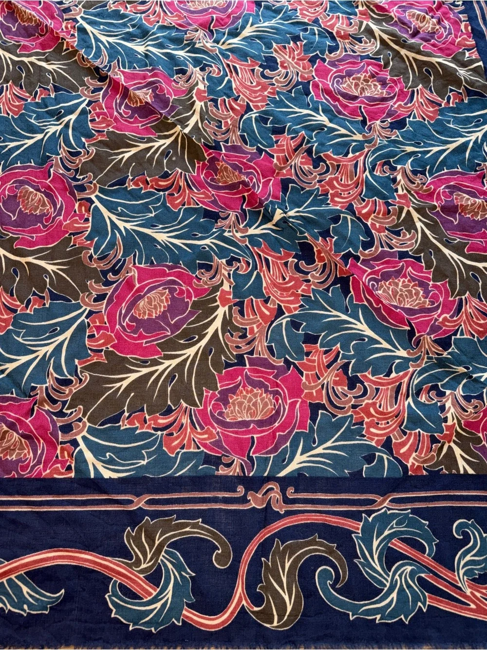1970s 100% Wool Liberty of London Vintage Floral Paisley XL Scarf England